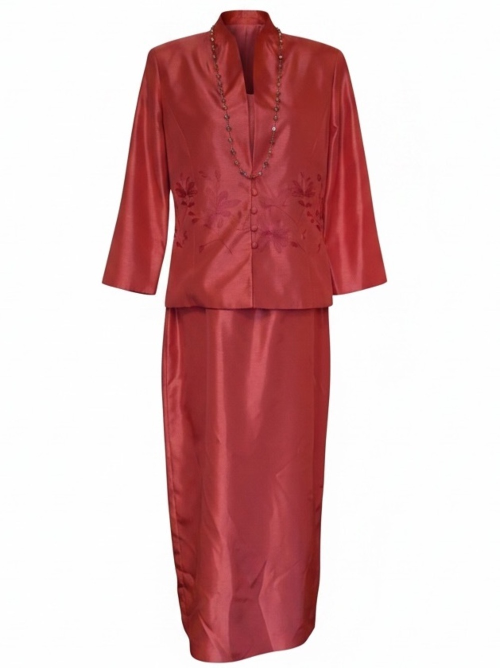 JESSICA HOWARD Vintage Lined 2-PC Dress and Jacket Set in Coral Size 12